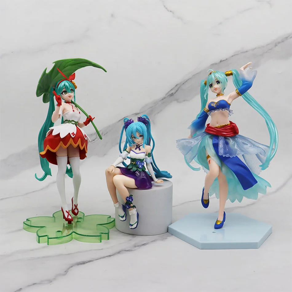 21cm Hatsune Miku Anime Figure Kawaii Thumbelina Vocaloid Wonderland PVC Action Figure Collection Model Doll Ornaments Toys Gift