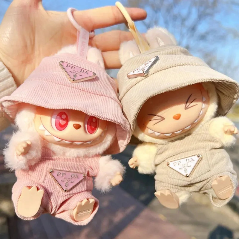 Labubu Corduroy Mini Doll Clothing Set Toys Cute Hats Clothes Shoes Vinyl Doll Accessories Training Sitting Party Games Toys (No Doll)