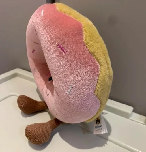Jelly Cat 20cm Pink Donut Plush Doll Cute Dessert Bread Home Decoration Cat And Dog Interactive Toy Pet Gift