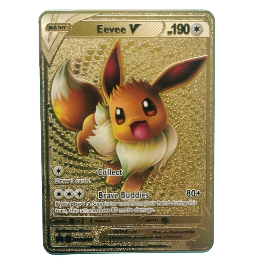 2024 Pokemon English Metal Card Anime Pikachu Charizard Mewtwo Blastoise Vmax Shiny Letters Game Collection Card Kids Toy Gifts