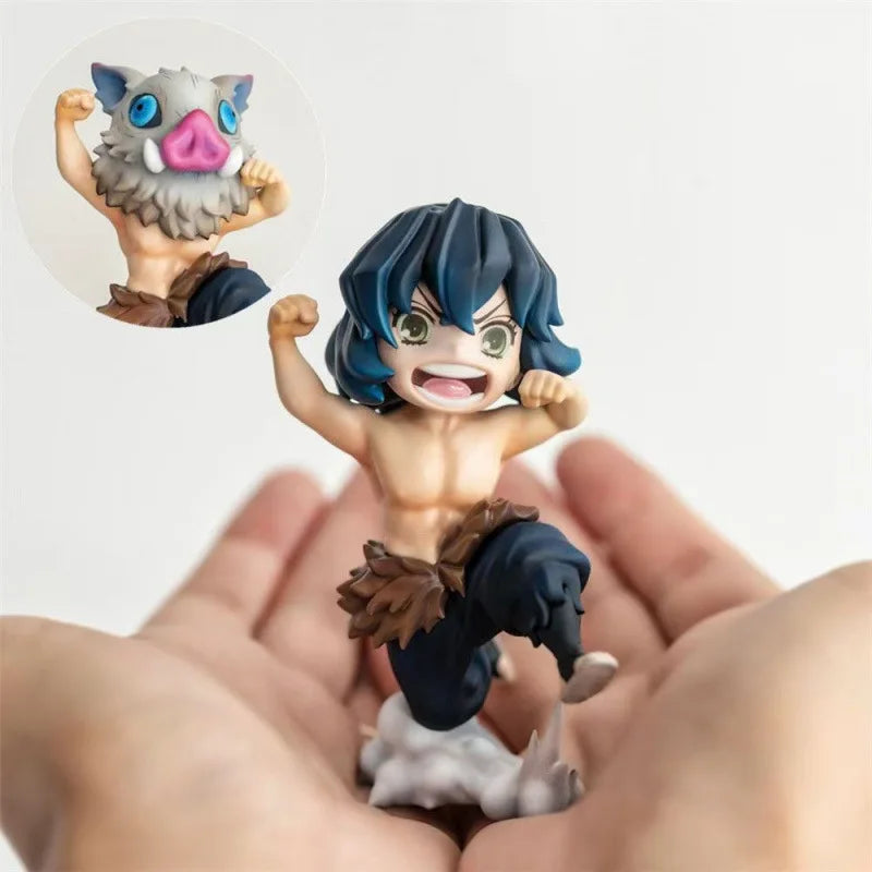 Anime  Kimetsu No Yaiba Hashibira Inosuke Figure Humanoid Beast-Shaped PVC Q Version Sitting Model Toy Action Figure Cute 10CM