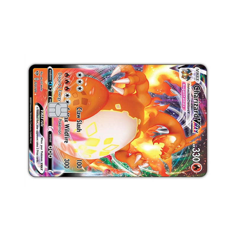 27 Options Available PTCG Charizard Credit Card Skin Sticker Anti-degaussing No Adhesive Residue for VISA Card Debit Card Anime