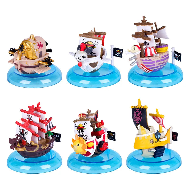 6Pcs/Set One Pieces Anime Action Figure Pirates Boat Going Merry/ Thousand Sunny Pirate Ship Doll PVC Collectible Model Gift Toy