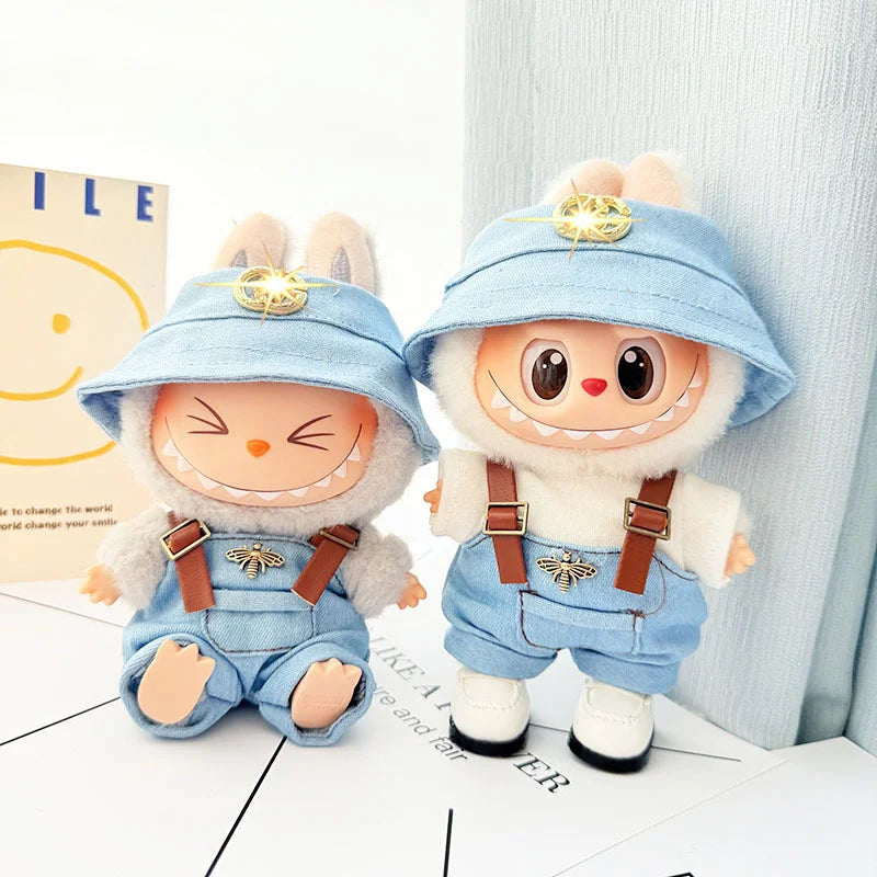 [Baby clothes only] first- and second-generation labubu cloth vinyl blind box pendant baby clothes brown and pink GG set