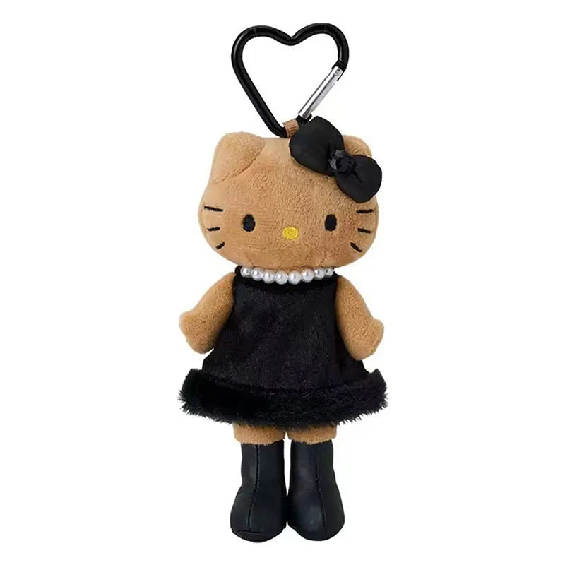 Long Legs Hello Kitty Pendant Keychain Accessories Sanrio Leopard Print Black Leather Love Buckle Christmas Gift