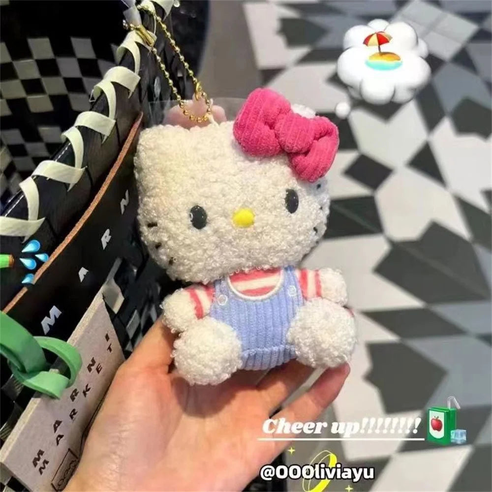 Sanrio Hello Kitty Plush Doll Backpack Pendant Cartoon Kitty Cat Pendants Plushie Keychains Accessories Girls Gifts Kids Toys
