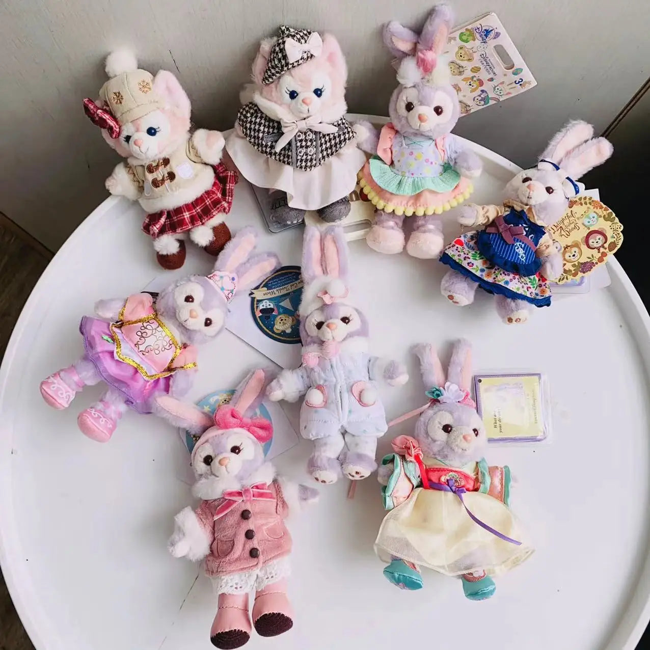Disney Stellalou Duff Anime Figure Plush Keychain and Bag Pandent Stuffed Animals Rabbit and Bear Peluche Bag Decorations