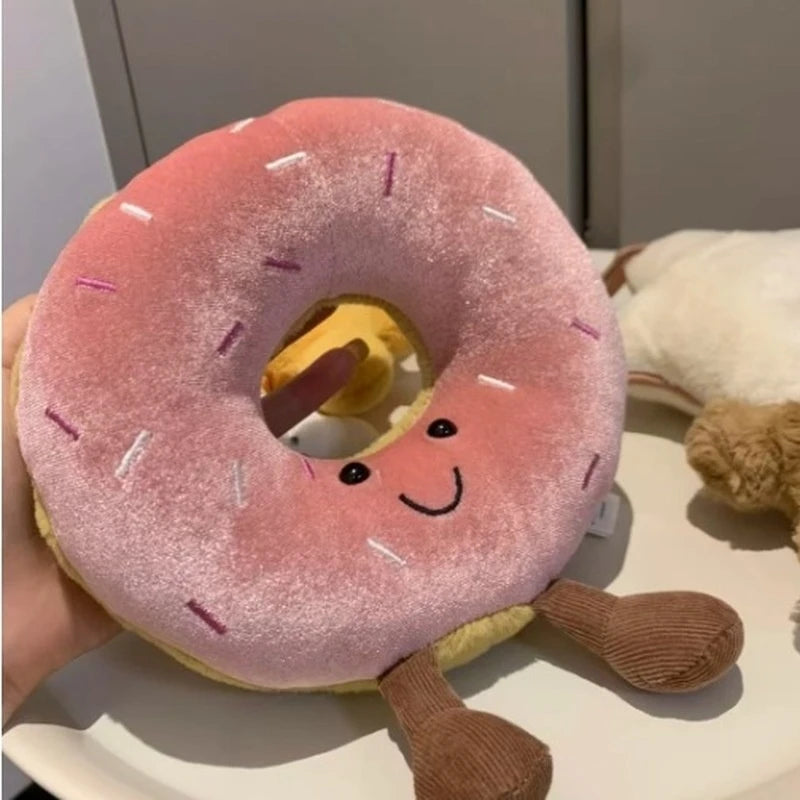 Jelly Cat 20cm Pink Donut Plush Doll Cute Dessert Bread Home Decoration Cat And Dog Interactive Toy Pet Gift