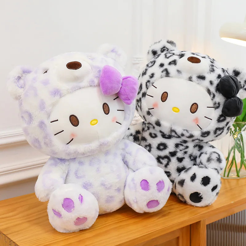 Sanrio Plush Stuffed Toy Cartoon Spotted KT Cat HelloKitty Children's Pillow Leopard Print Cat Doll Girl Holiday Gift Christmas