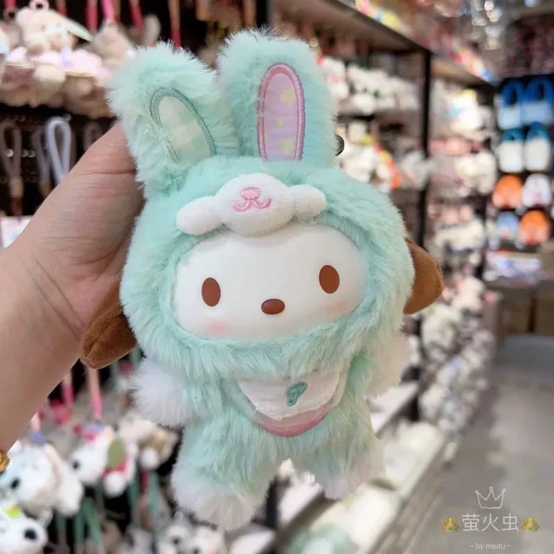 Sanrio Vinyl Doll Toys Elf Bunny Vinyl Hello Kitty Keychain Latte Kuromi Cinnamoroll Bag Pendant Girl Gift Hand-Made Ornaments ﻿
