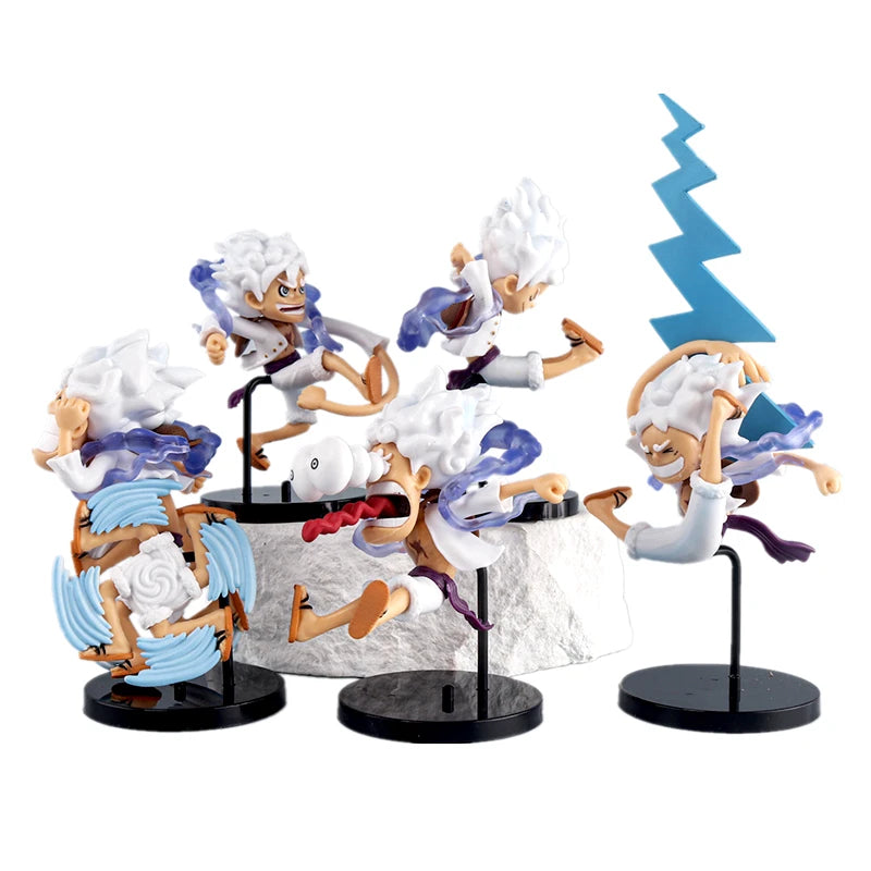 5pcs/set Anime One Piece Figure Q Version GEAR5 Sun God Nika Luffy Action Figures PVC Model Toys Statue Collection Kids Gifts
