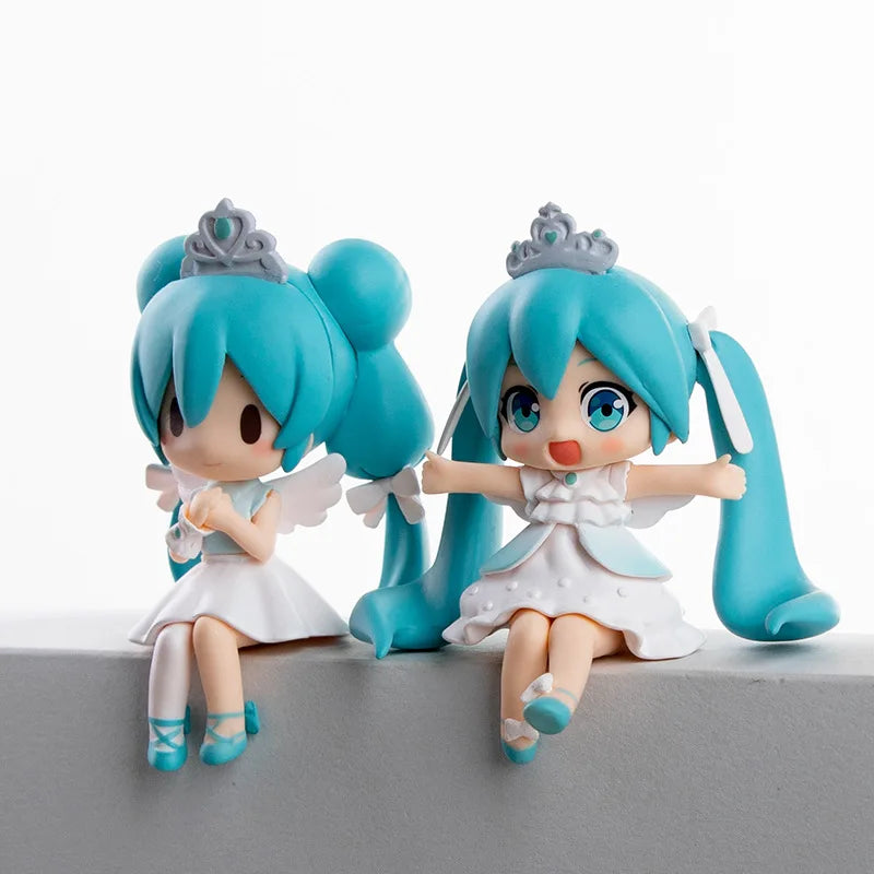 7CM Anime Hatsune Miku Figure Sitting Series 15th Anniversary Cute Model Toy Gift Action Figure Cake Decoration Car Ornament