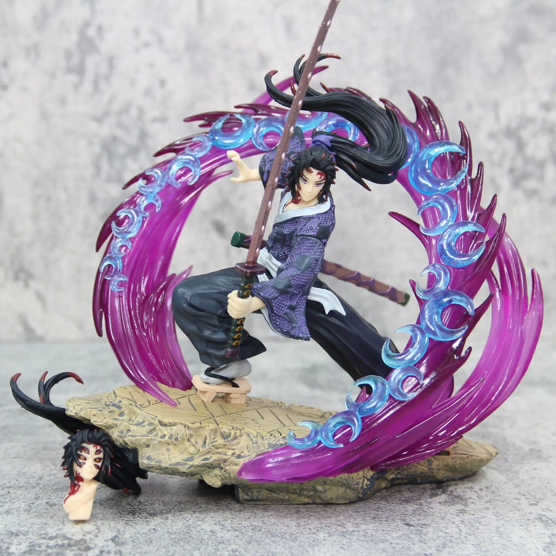 Hot 21cm Demon Slayer Kokushibo Tsugikuni Yoriichi Figure Gk Fierce Battle Action Figurine Pvc Statue Model Dolls Decor Toys