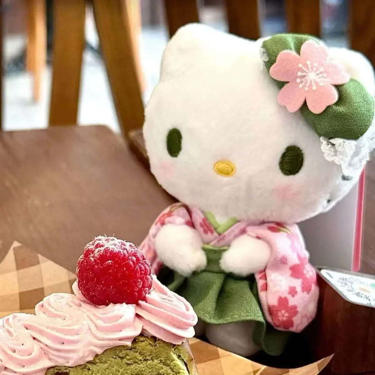 Sanrio Kawaii Hello Kitty Matcha Kimono Hello Kitty Doll Plush Bag Pendant Plushie Accessories Soft Doll Girls Birthday Gifts