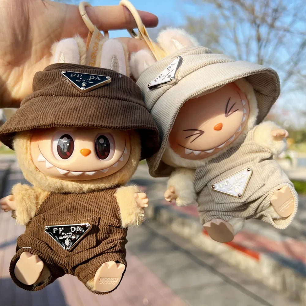 Labubu Corduroy Mini Doll Clothing Set Toys Cute Hats Clothes Shoes Vinyl Doll Accessories Training Sitting Party Games Toys (No Doll)