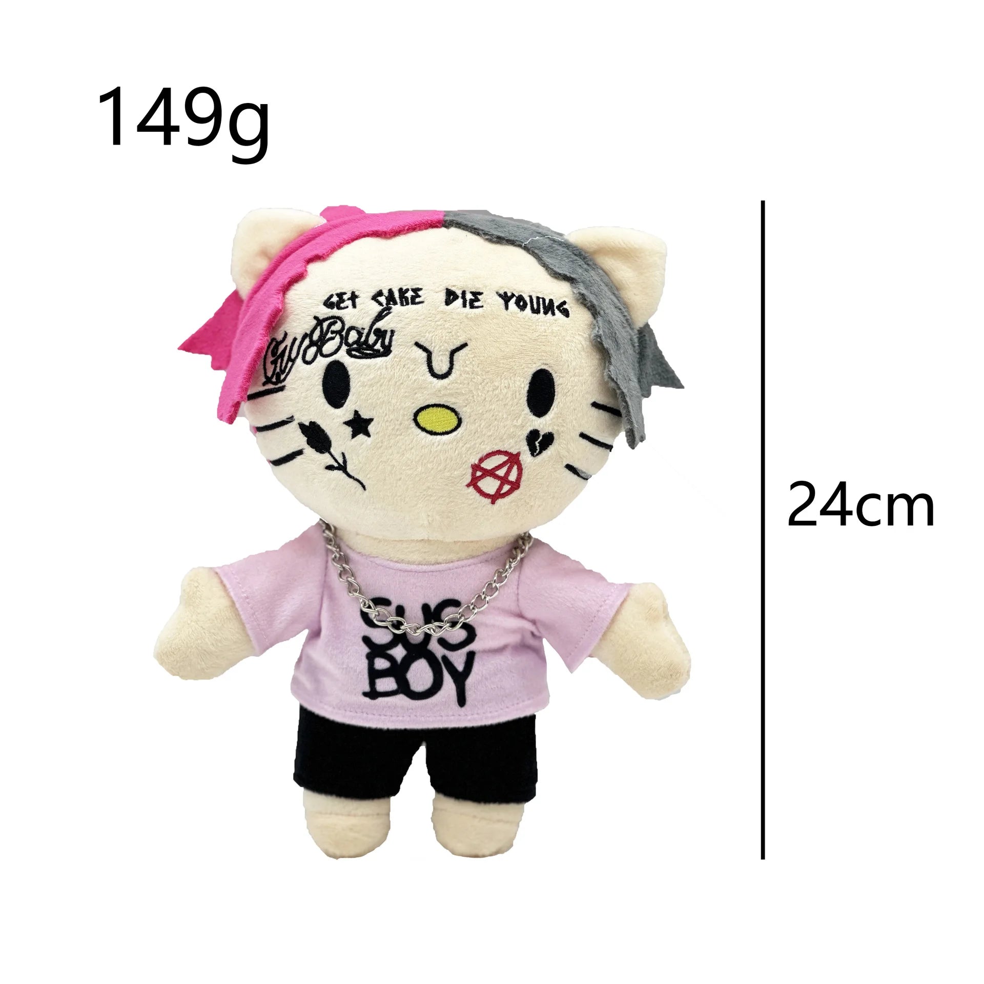 Plush Anime Plush Toy Doll with Pink Clothes Necklace Stuffed Soft Plush Toys Fans Collect Gifts