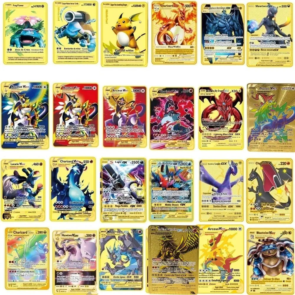 2024 New Spanish Pok é mon Cards Metal Pokemon Letters Spanish Pokemon Iron Cards Mewtwo Pikachu Gx Charizard Vmax Cartas Pok é
