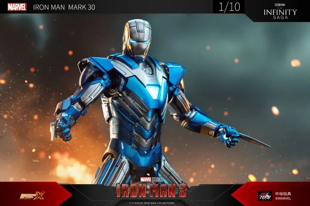 ZD Original Iron Man MK30 Blue Steel 1/10 Iron Patriot MK3 Marvel legends War Machine 10th Anniversary Action Figure Model Gift