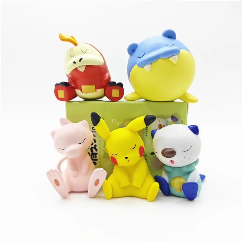 Takara Tomy Pokemon Fuecoco Pikachu Oshawott Mew Spheal Figure Shoulder To Shoulder Sleep 4 Gashapon Figurine Xmas Gift