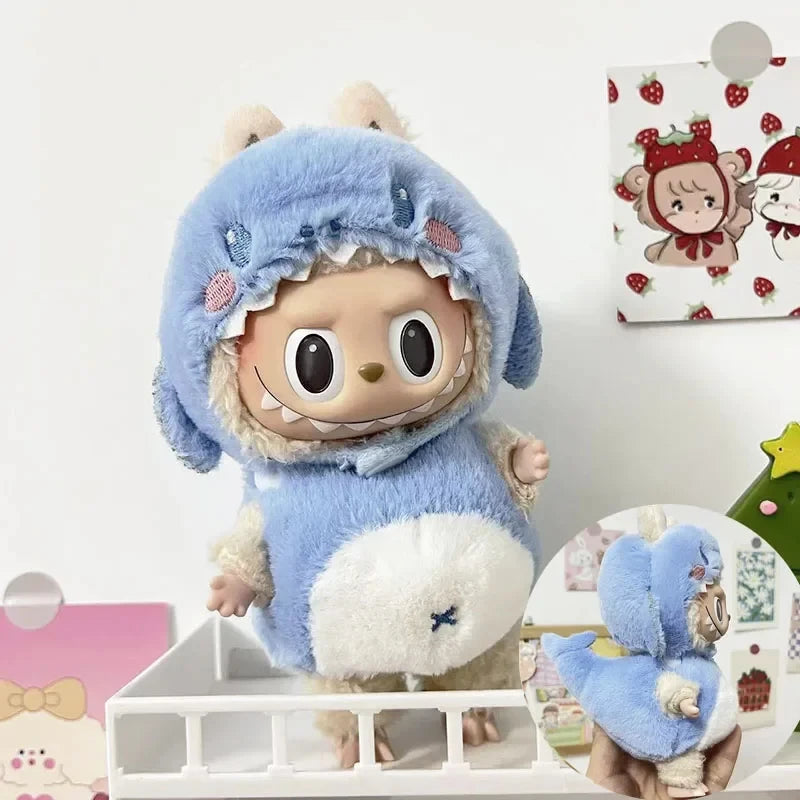 17cm Kawaii Labubu Lisa Same Clothes Fall In Wild Series The Monsters Labubu Plush Doll Changing Clothes Diy Skirt Game Custom