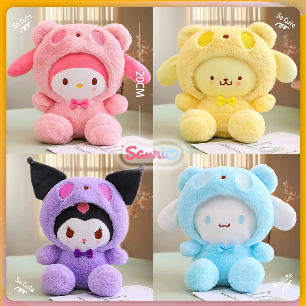 20cm Anime Sanrio Plush Toys Kawaii Hello Kitty Cinnamoroll Kuromi Pom Pom Purin cat Gift Dolls Stuffed Children Plushies Doll