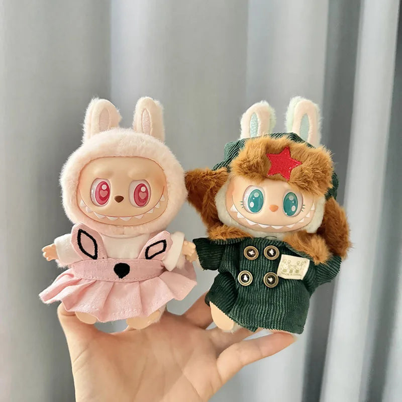 17cm Plush Doll's Clothes The Monster Labubu Outfit Accessories Clothing DIY Lei Feng Army Green Coat Red Star Hat