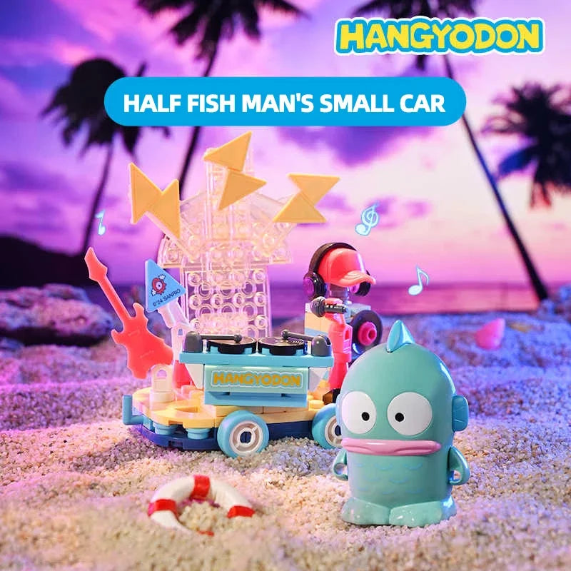 Sanrio Series Building Blocks Hangyodon Kuromi Hello Kitty Melody Flower Car Model Bricks Collection Kids DIY Toys Holiday Gifts