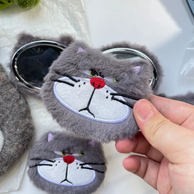 Disney Cinderella Lucifer Cat Kawaii Makeup Mirror with Magnifying Glass Portable Flip Cover Two-Sided Foldable Plushes Mirror