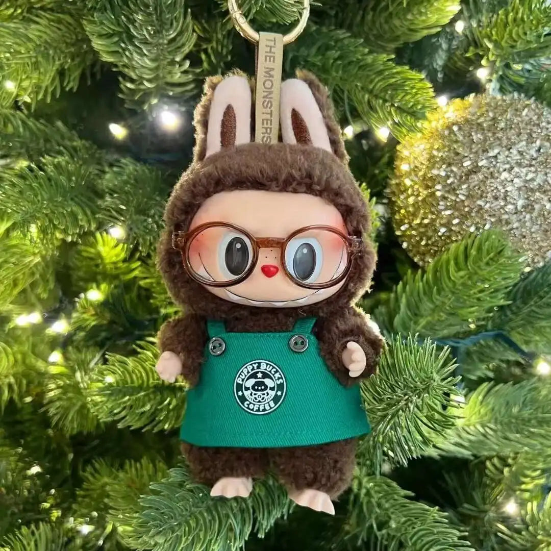 Labubu 17cm Doll's Clothes The Monsters Outfit Accessories Clothing Cartoon Green Coffee Dress Shoes (No Doll)