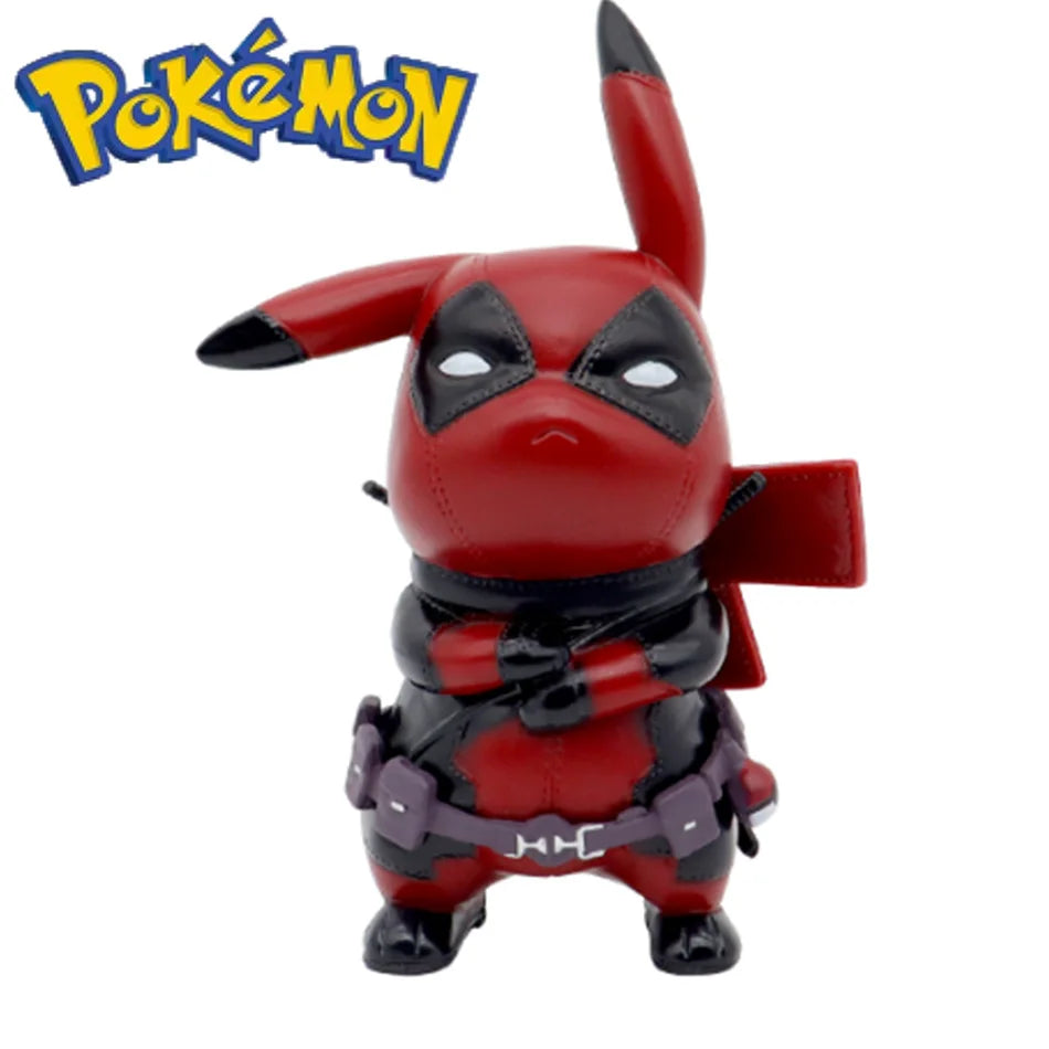 12Cm Kawaii Pikachu Cos Deadpool Anime Personages Q Versie Van Cartoon Animatie Tij Spelen Figure
