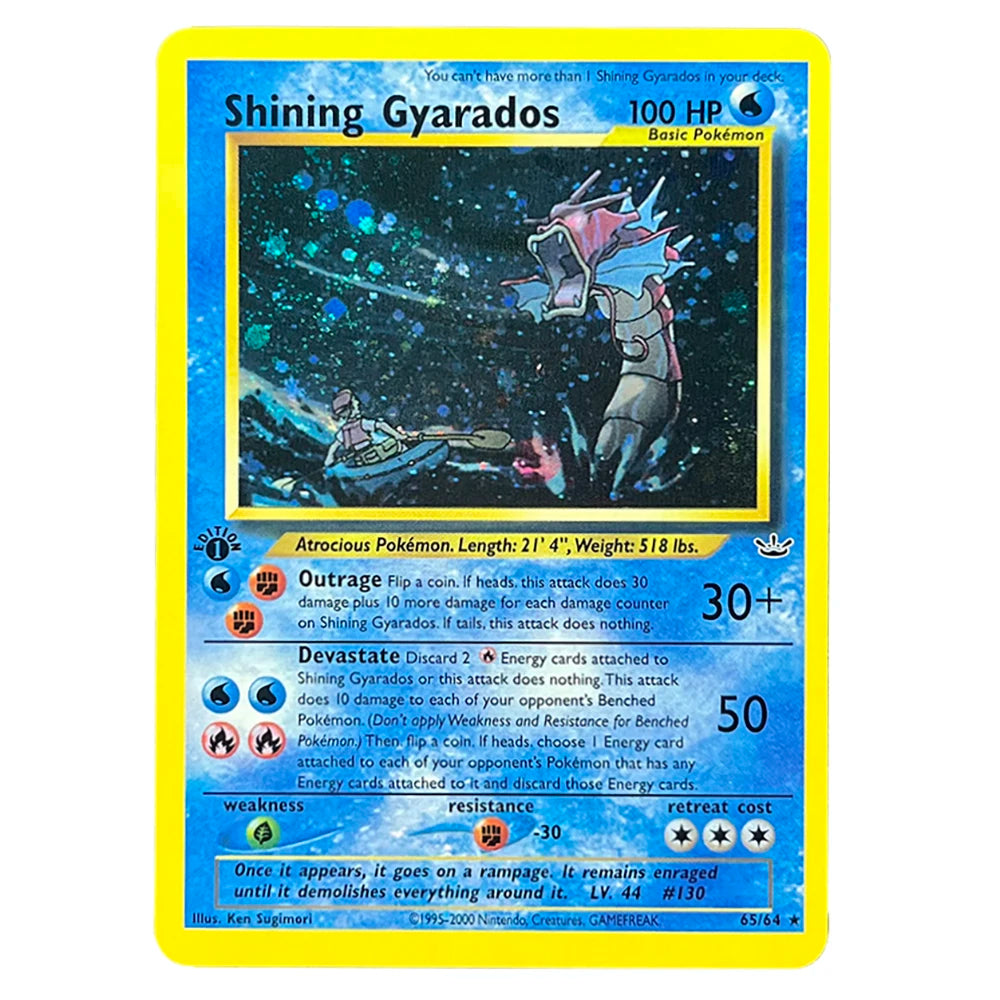 PKM Foil Cards Shining Mewtwo Charizard Gyarados Celebi Raichu Neo Destiny N4/3 1996 1st Edition Game Collection PTCG Proxy Card