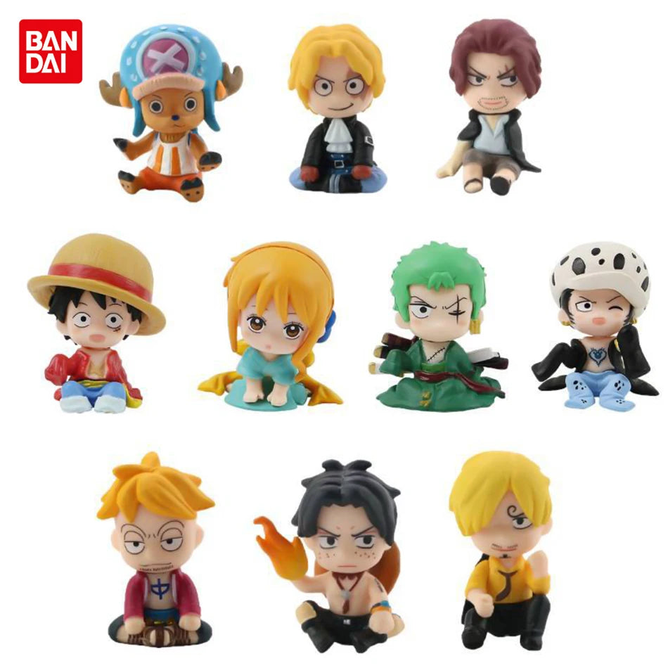 10pcs Set Anime One Piece Figure Toys Luffy Roronoa Zoro 4cm Q Version Action Figura Kawaii Doll Car Decoration PVC Model Gift