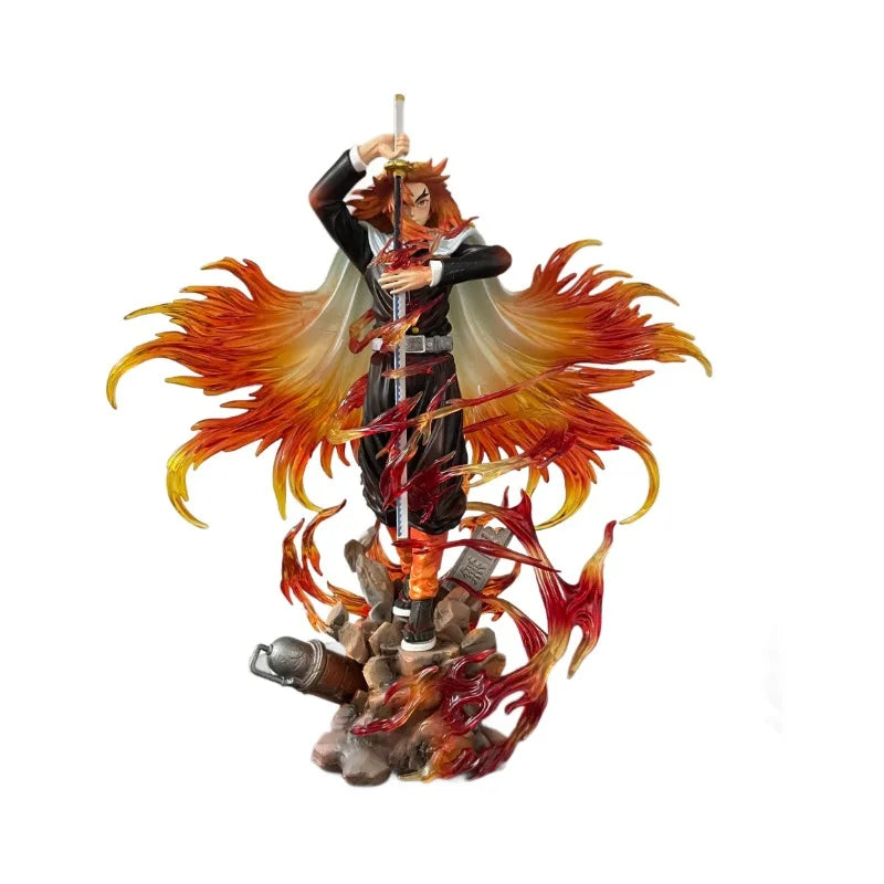 Demon Slayer Rengoku Kyoujurou Figure - 30cm Gk Anime Statue Model Doll for Collection Room Decoration Desk Toy Gift