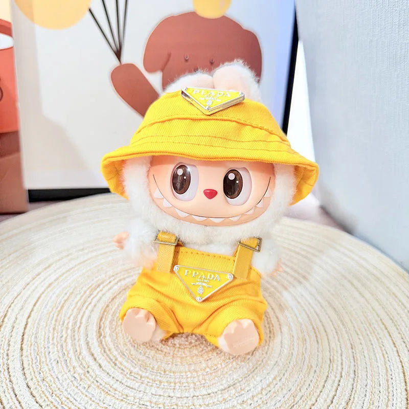 [Baby clothes only] first- and second-generation labubu cloth vinyl blind box pendant baby clothes brown and pink GG set