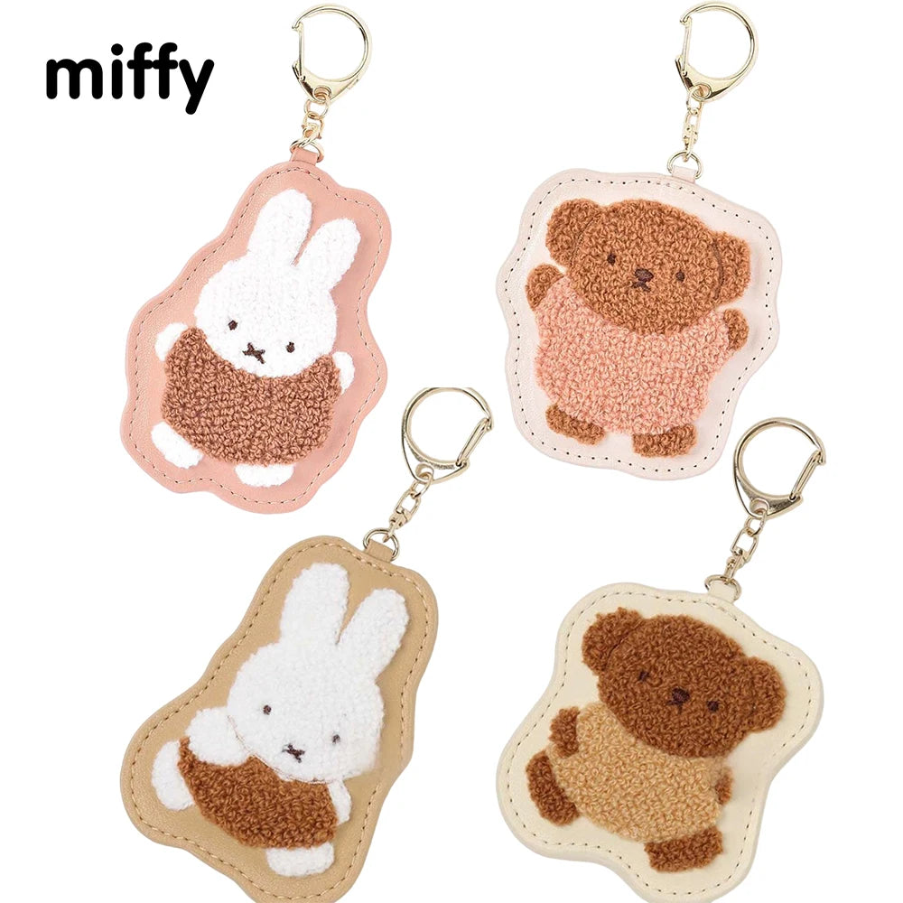 Kawaii MIffy Cute Cartoon Fluffy Keychain Miffy Rabbit Bear Creative Bag Pendant Small Pendant Christmas Gift Toy for Girls Boys