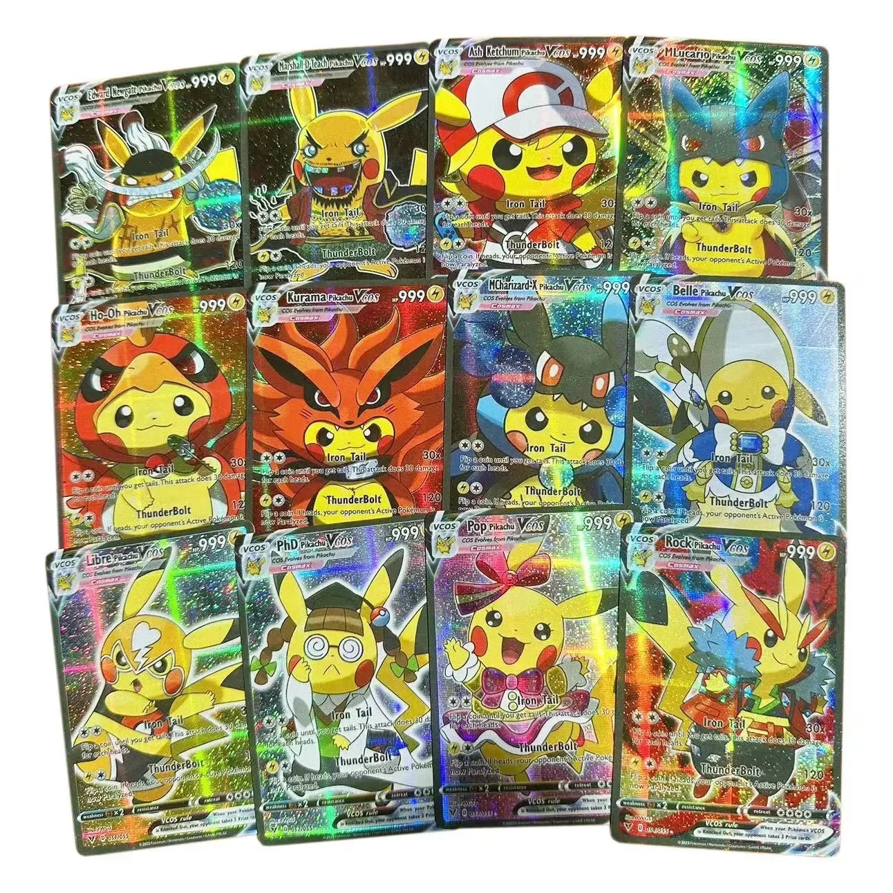 55PCS Box New Pokemon Anime Holographic Cards Pikachu Characters Cosplay English Shiny Collection Trading Card Toys Kids Gift