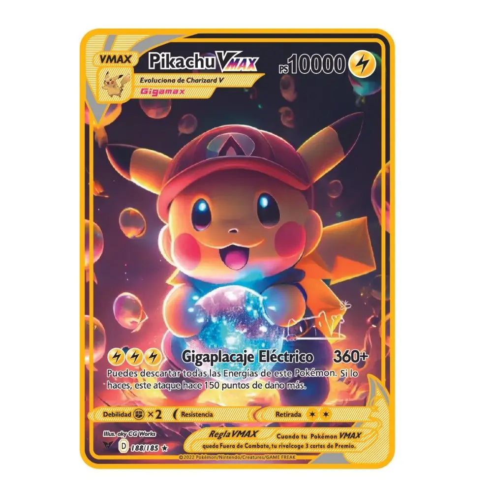 2024 New Spanish Pok é mon Cards Metal Pokemon Letters Spanish Pokemon Iron Cards Mewtwo Pikachu Gx Charizard Vmax Cartas Pok é