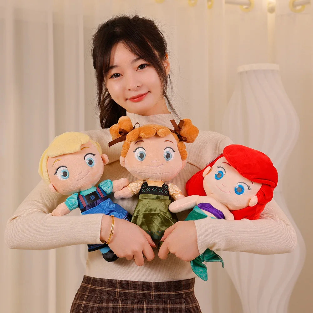 30cm Cute Q-version Mermaid Princess Elsa Cloth Plushier Doll Girl Doll Anna Plush Toy Children's Gift Childhood