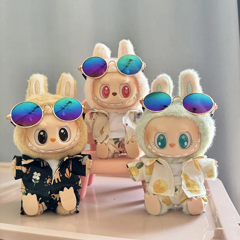 Labubu Doll Clothes Beach Resort Style Overalls Labubu Idol V1 V2 Dolls Clothing Accessories 15/17cm Plush Doll Universal (No Doll)