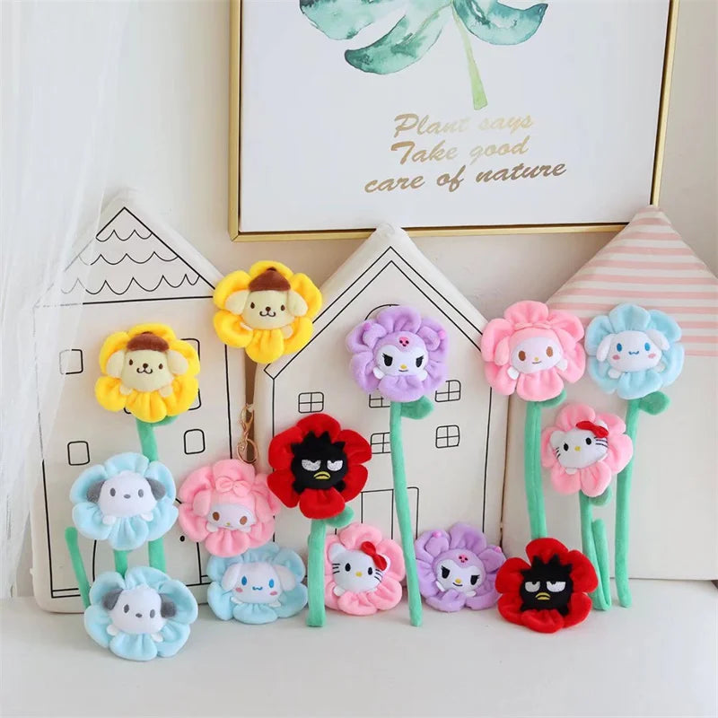 Sanrio Hello Kitty Plush Toys Kawaii Kuromi Melody Anime Cinnamoroll Pochacco Stuffed toy Pompom Purin Flower Christmas Gifts