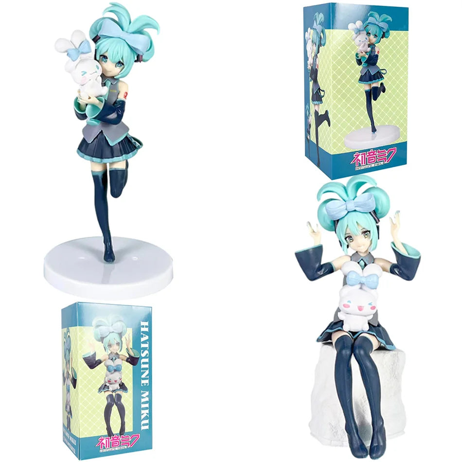20CM Anime Hatsune Miku X Cinnamoroll Figure Anime Peripheral Collectible Models Decorative Decorations Children Kawaii Gift