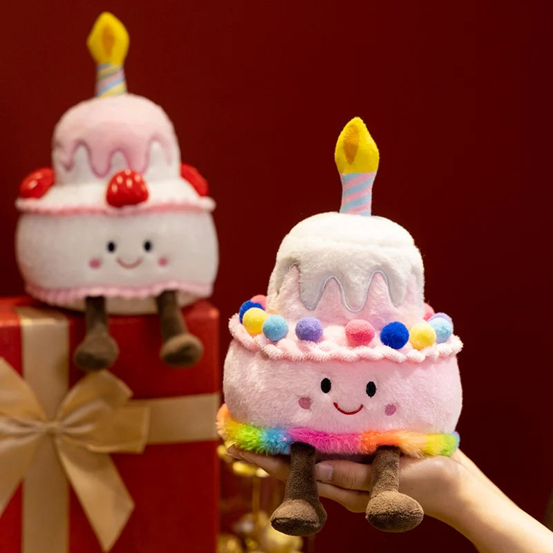 Jelly Cat Strawberry Cake Plush Toys Plush Food Dessert Pillow Kawai Sweet Birthday Cake Candle Party Decoration Creative Gifts