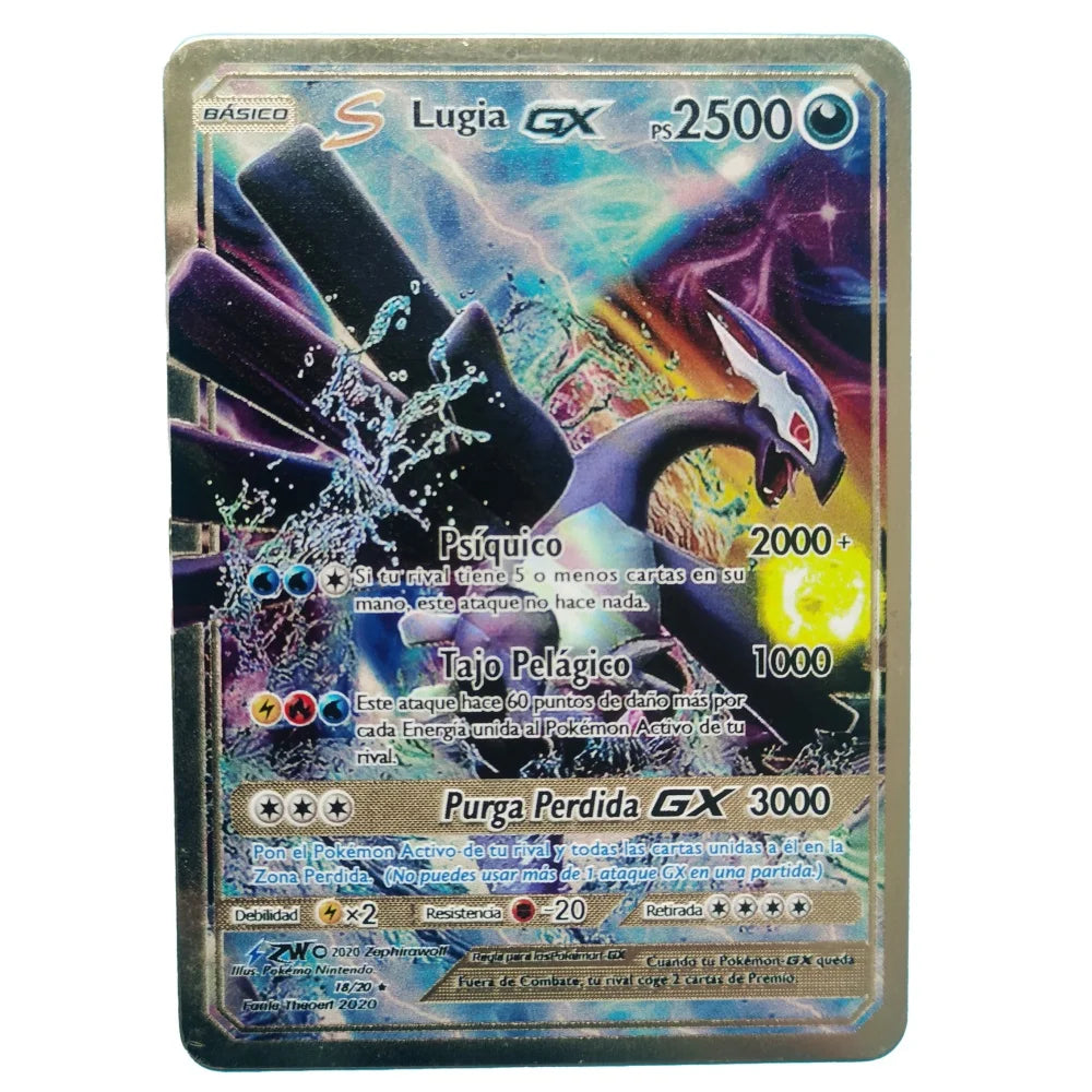 2024 Pokemon English Metal Card Anime Pikachu Charizard Mewtwo Blastoise Vmax Shiny Letters Game Collection Card Kids Toy Gifts