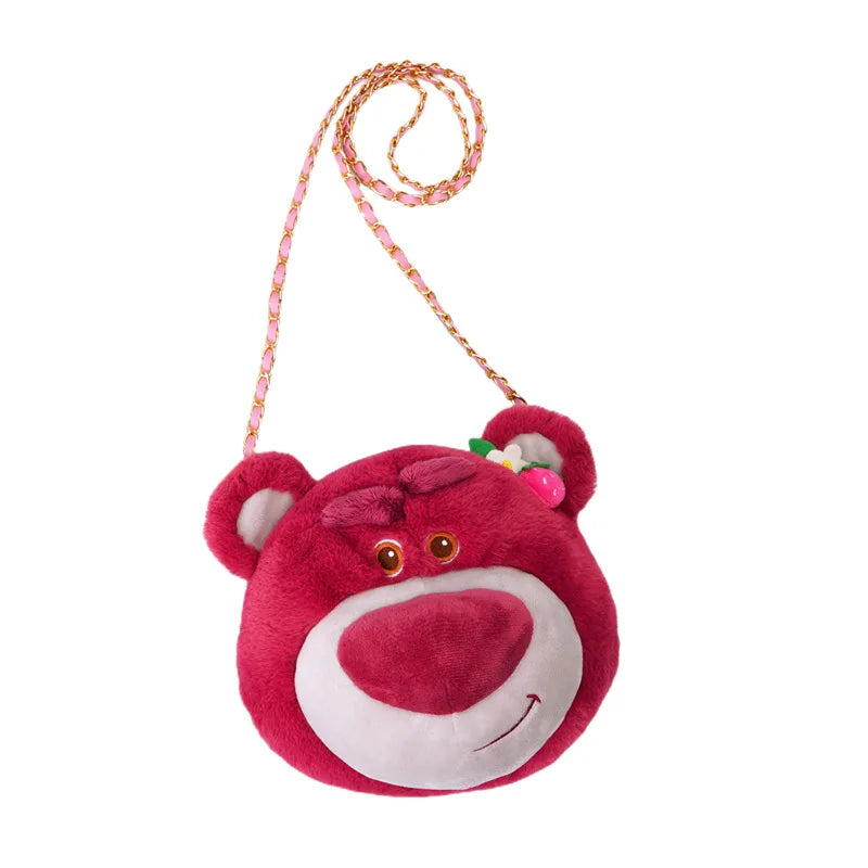 Adorable Winnie the Pooh Sling Bag Cute Strawberry Bear Fur Chain Purse Stylish Stitch Doll Bag Perfect Gift for Girls!