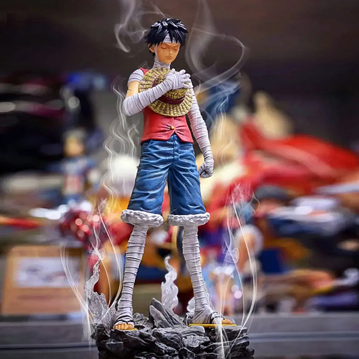 26.5cm One Piece Anime Action Figurine In Silent Tribute Monkey D Luffy Stand Pvc Model Statue Doll Collection Ornament Toy Gift