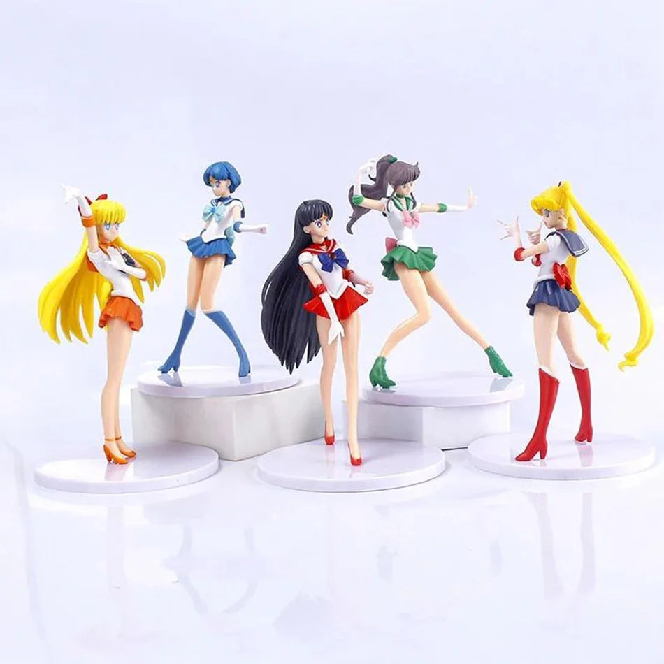 5pcs-Set Sailor Moon Anime Figure Mizuno Ami Tsukino Usagi Hino Rei Aino Minako Action Figure Model Kawaii Doll Toys Gift