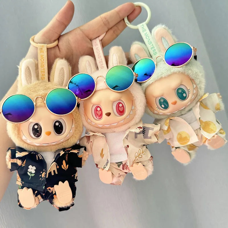 Labubu Doll Clothes Beach Resort Style Overalls Labubu Idol V1 V2 Dolls Clothing Accessories 15/17cm Plush Doll Universal (No Doll)
