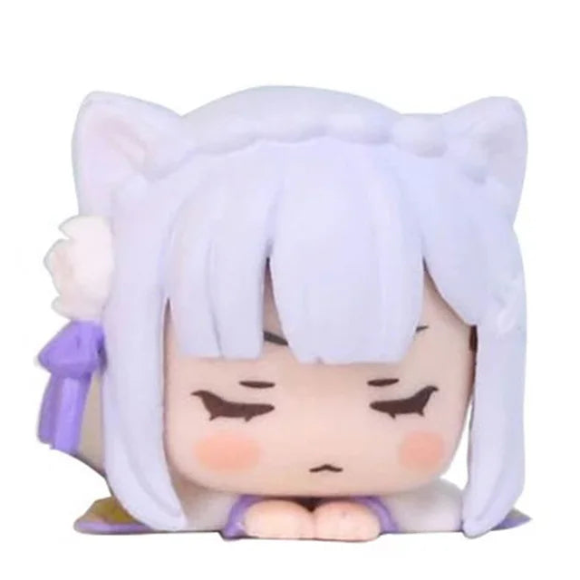 4CM Anime Re:Zero kara Hajimeru Isekai Seikatsu Kawaii Rem Emilia Ram Cute Cat Ears Lying Model Action Figure Toys PVC Doll