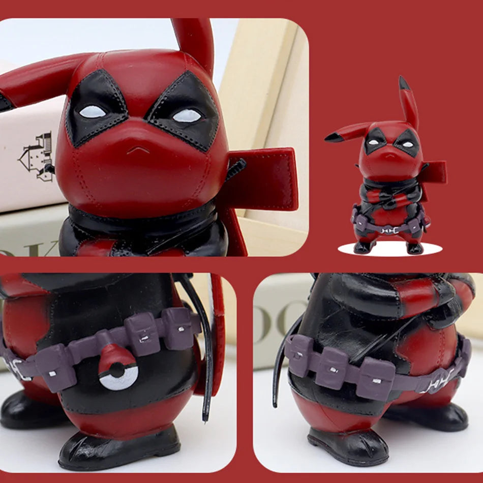 12Cm Kawaii Pikachu Cos Deadpool Anime Personages Q Versie Van Cartoon Animatie Tij Spelen Figure