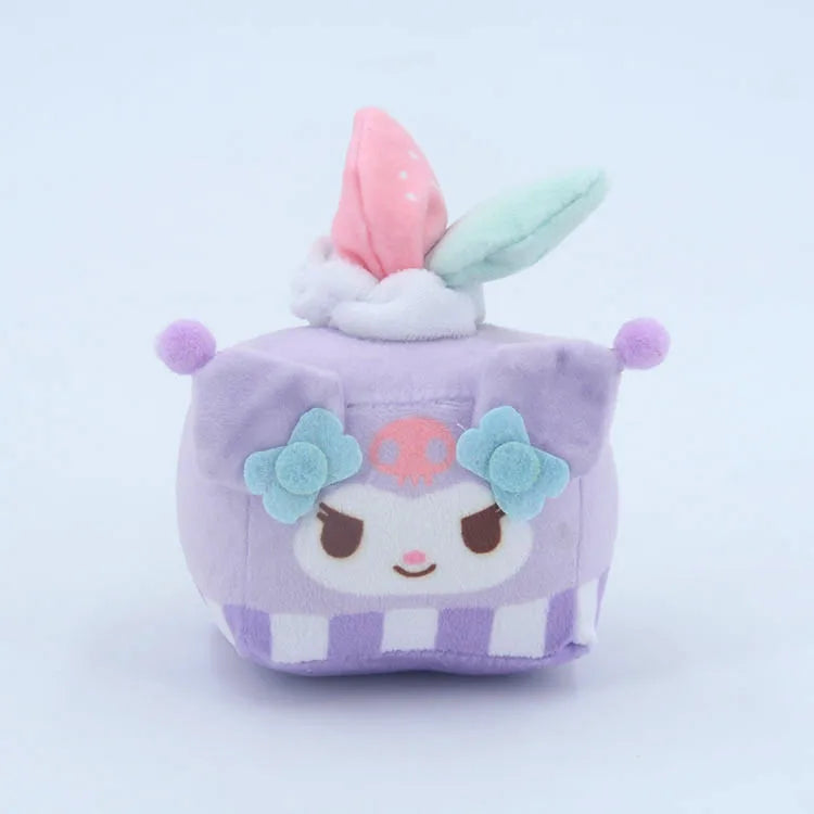 10pcs/lot Sanrio Square Birthday Cake Cat Dog 10CM Pendant Keychain Plush Doll Stuffed Toy